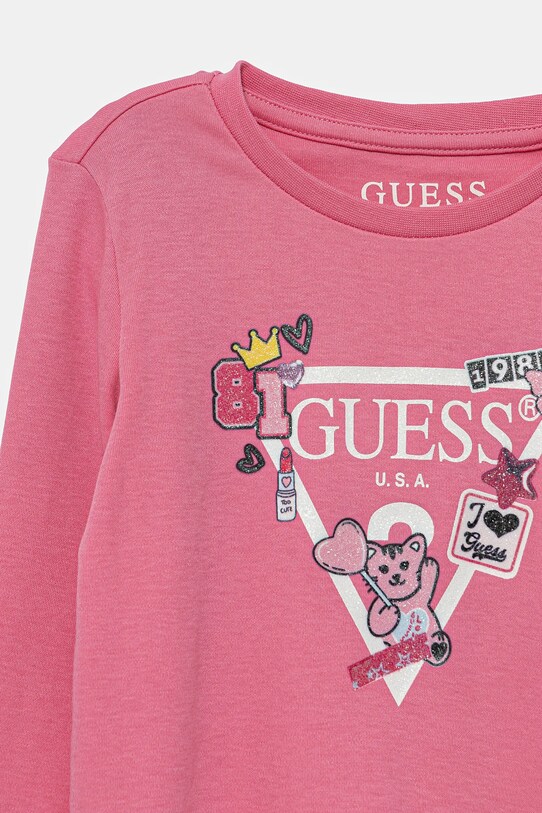 Dievča Dievčenské bavlnené šaty Guess K3YK13.KA6W4.9BYA ružová