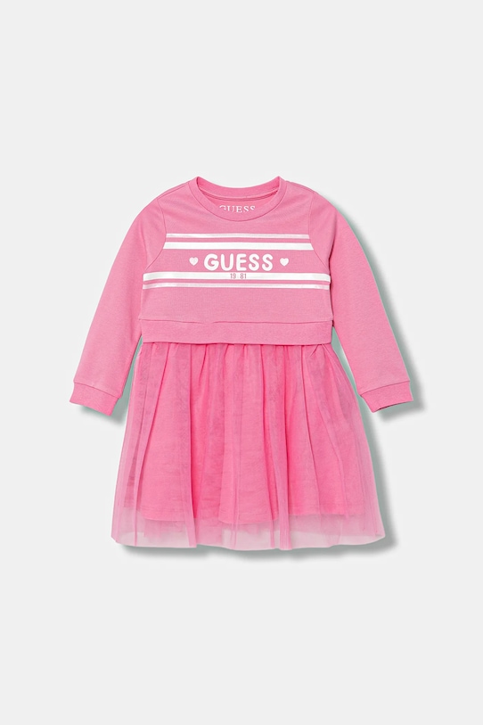 Хлопковое детское платье Guess длинный розовый K5YK01.KB8R0.9BYA