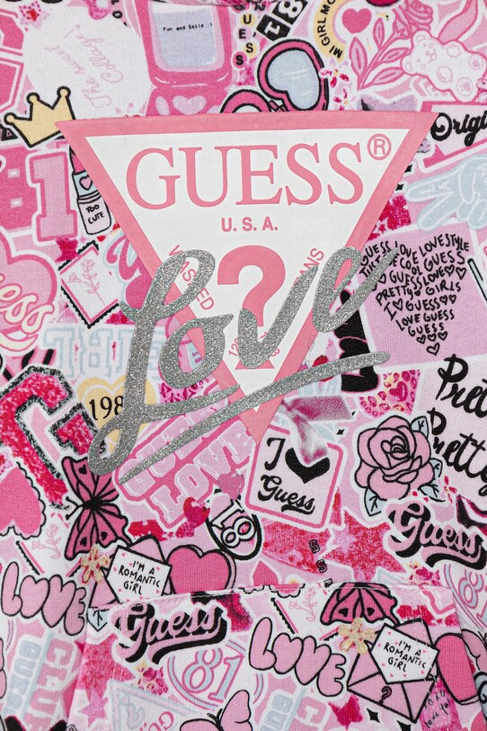 Dievča Dievčenské bavlnené šaty Guess K5YK04.KA6R4.9BYA ružová