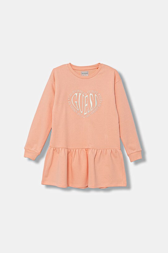 Guess sukienka bawełniana dziecięca wzorzyste pomarańczowy K5YK11.KAD74.9BYA