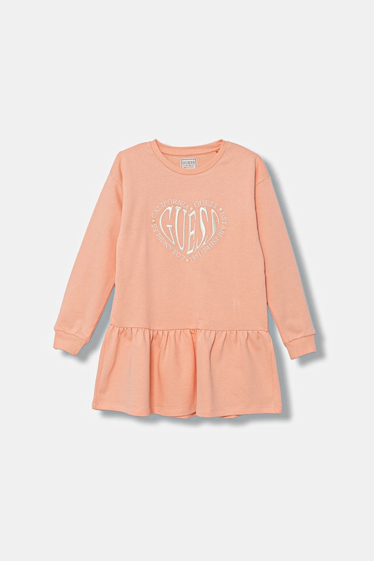 Guess sukienka bawełniana dziecięca wzorzyste pomarańczowy K5YK11.KAD74.9BYA