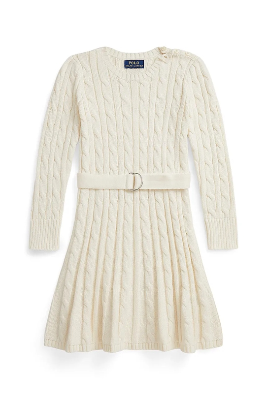 Polo Ralph Lauren sukienka bawełniana dziecięca rozkloszowany beżowy 312978859001