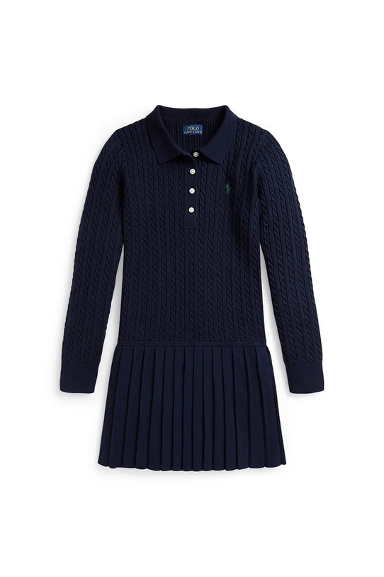 Παιδικό βαμβακερό φόρεμα Polo Ralph Lauren 313978841001 σκούρο μπλε AW25