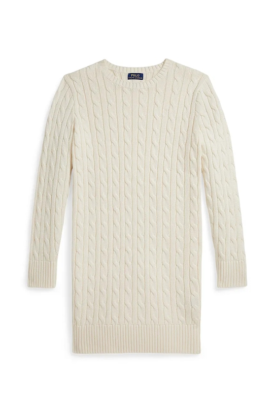 Παιδικό βαμβακερό φόρεμα Polo Ralph Lauren 313978860001 μπεζ AW25