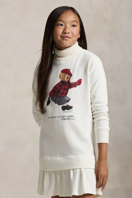 Polo Ralph Lauren sukienka dziecięca z bawełną beżowy 313A99233001