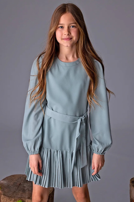 Mayoral sukienka dziecięca midi turkusowy 7908.8A.Junior.9BYA