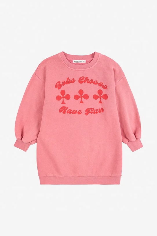 Bobo Choses sukienka bawełniana dziecięca Have Fun 225AC087 różowy AW25