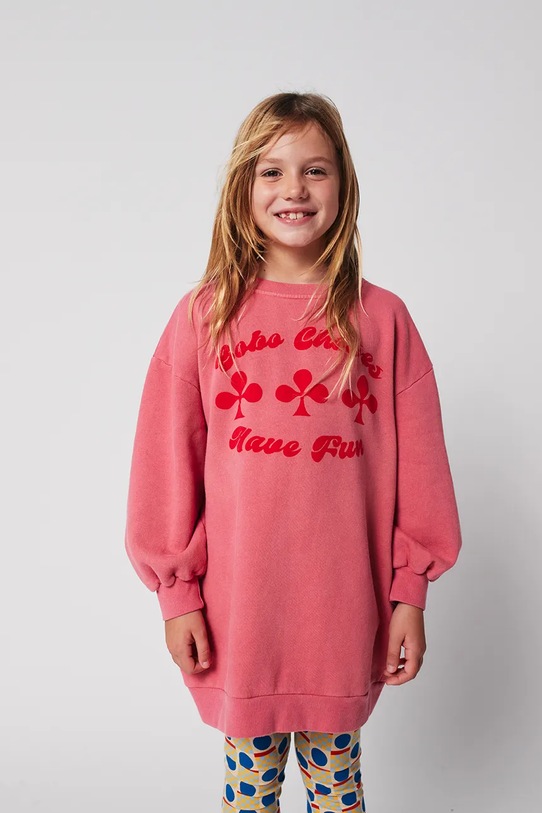 Bobo Choses sukienka bawełniana dziecięca Have Fun 225AC087 różowy