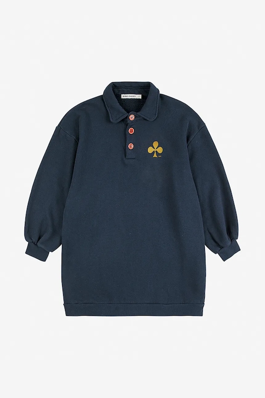 Bobo Choses vestito di cotone bambina Clover 225AC088 blu navy AW25