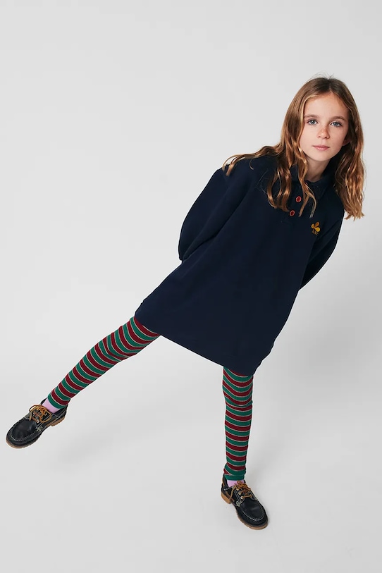 Bobo Choses vestito di cotone bambina Clover blu navy 225AC088