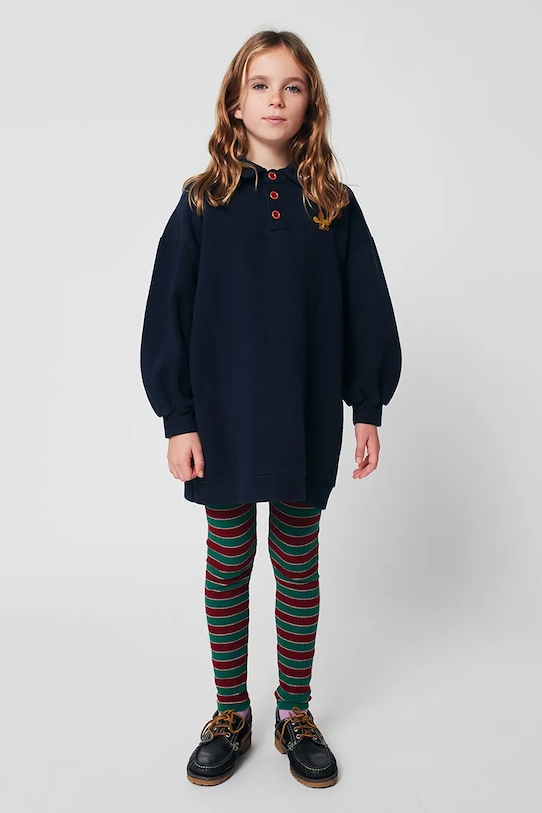 Bobo Choses vestito di cotone bambina Clover 225AC088 blu navy