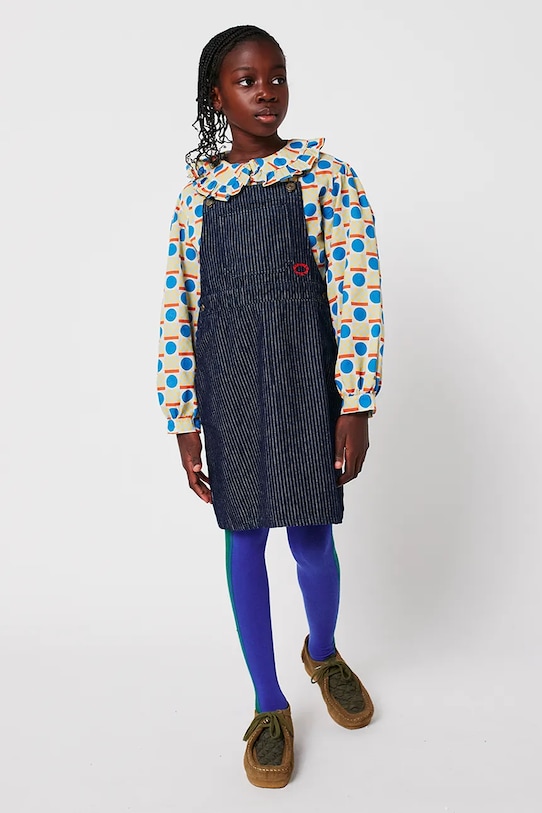 Bobo Choses vestito di cotone bambina Tic Tac Toe mini blu navy 225AC092
