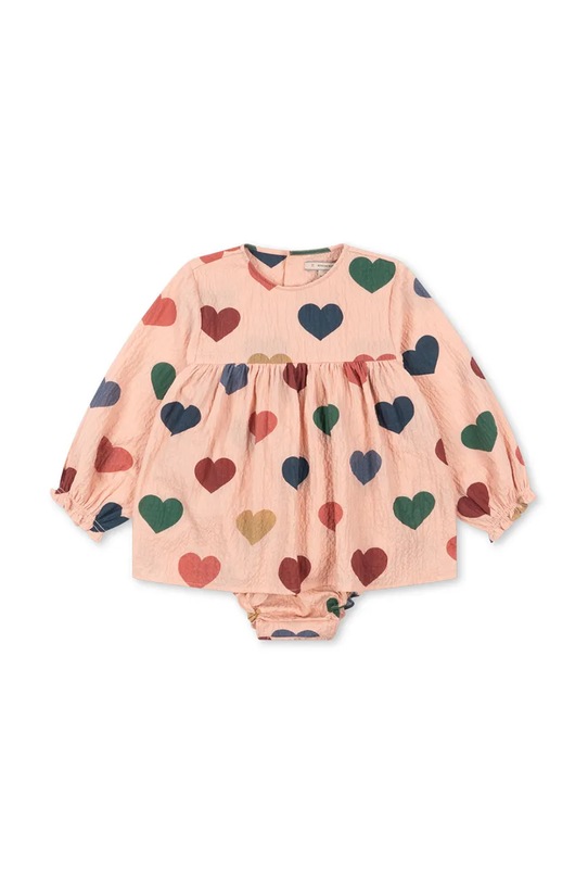 Konges Sløjd sukienka niemowlęca ELIN ROMPER GOTS wzorzyste różowy KS103795.9BYA