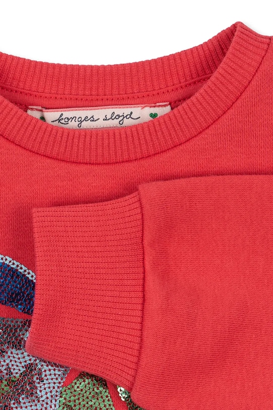 Dziewczynka Konges Sløjd sukienka LOU SEQUIN SWEAT DRESS OCS KS103864.9BYA czerwony