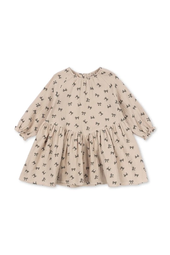 Konges Sløjd sukienka dziecięca z bawełną COCO DRESS GOTS wzorzyste beżowy KS103758.9BYA