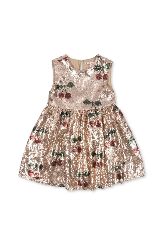Παιδικό φόρεμα Konges Sløjd STARLA SEQUIN DRESS μίνι μπεζ KS103990.9BYA