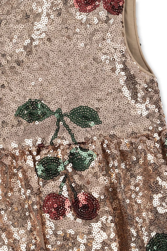 Dziewczynka Konges Sløjd sukienka dziecięca STARLA SEQUIN DRESS KS103990.9BYA beżowy