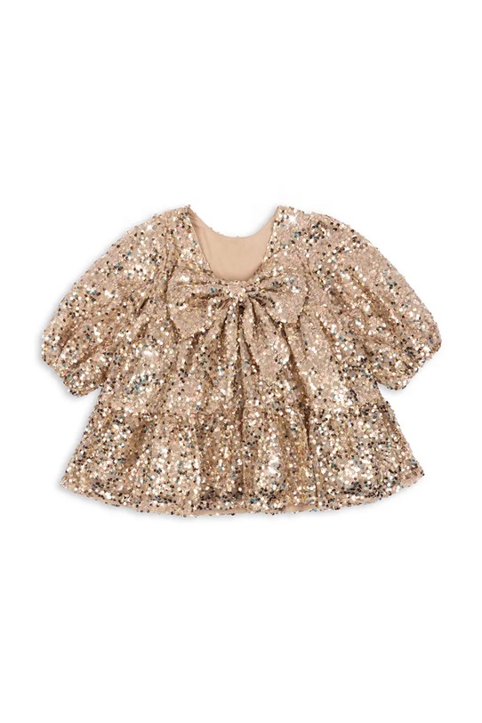 Dziewczynka Konges Sløjd sukienka dziecięca LILA SEQUINS BOW DRESS KS103858.9BYA złoty