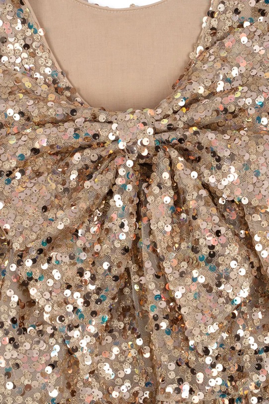 Konges Sløjd sukienka dziecięca LILA SEQUINS BOW DRESS złoty KS103858.9BYA