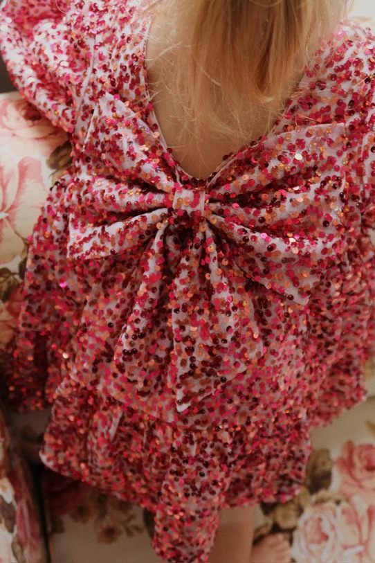 Konges Sløjd sukienka dziecięca LILA SEQUINS BOW DRESS KS103858.9BYA