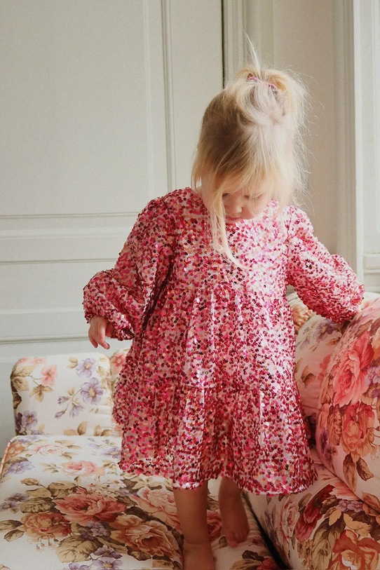 Konges Sløjd sukienka dziecięca LILA SEQUINS BOW DRESS KS103858.9BYA