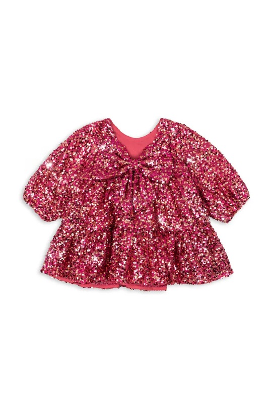 Dziewczynka Konges Sløjd sukienka dziecięca LILA SEQUINS BOW DRESS KS103858.9BYA bordowy