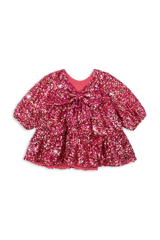 Dziewczynka Konges Sløjd sukienka dziecięca LILA SEQUINS BOW DRESS KS103858.9BYA bordowy