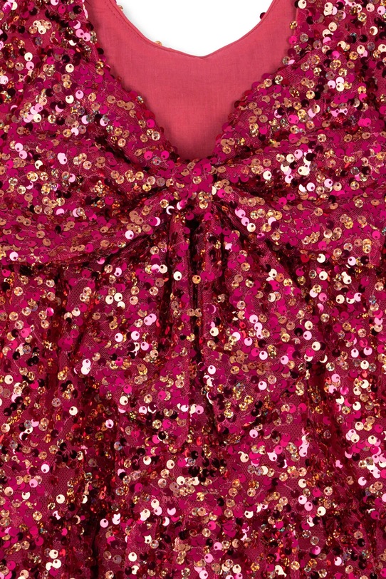 Konges Sløjd sukienka dziecięca LILA SEQUINS BOW DRESS bordowy KS103858.9BYA
