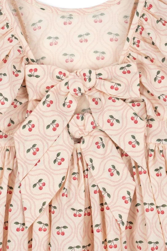 Dziewczynka Konges Sløjd sukienka bawełniana dziecięca CIANNA LS BOW DRESS GOTS KS103755.9BYA beżowy