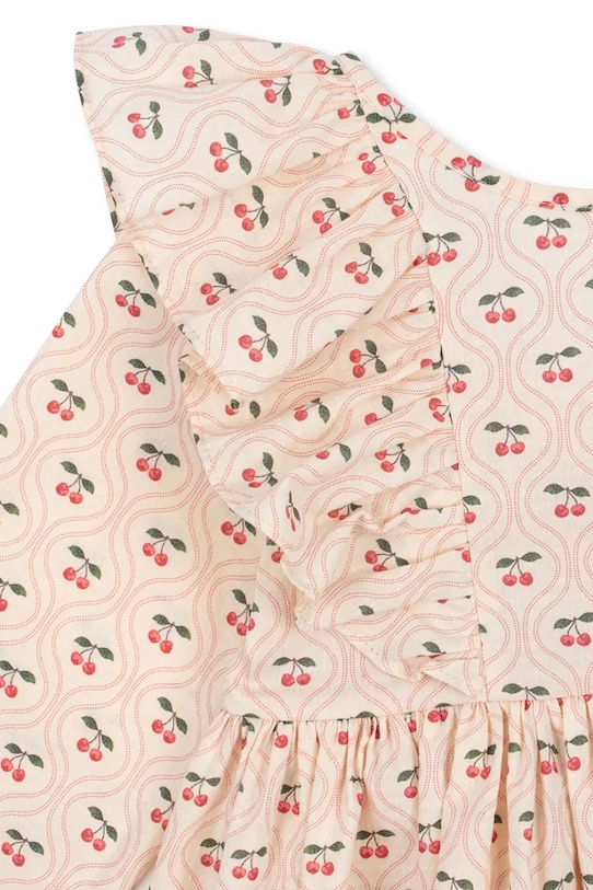 Konges Sløjd sukienka bawełniana dziecięca CIANNA LS BOW DRESS GOTS beżowy KS103755.9BYA