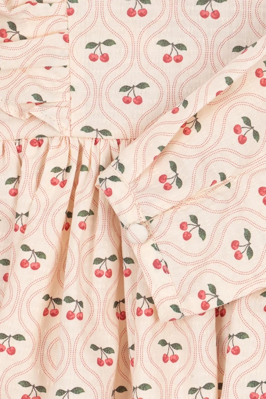 Konges Sløjd sukienka bawełniana dziecięca CIANNA LS BOW DRESS GOTS KS103755.9BYA beżowy