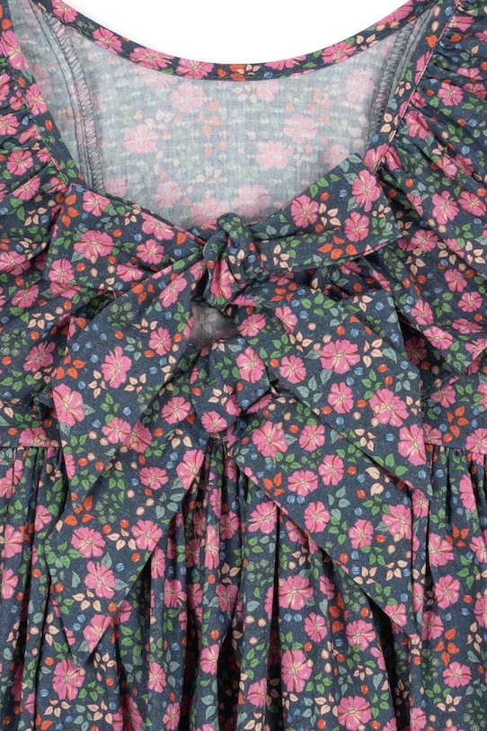 Fete Konges Sløjd rochie din bumbac pentru copii CIANNA LS BOW DRESS GOTS KS103755.9BYA multicolor