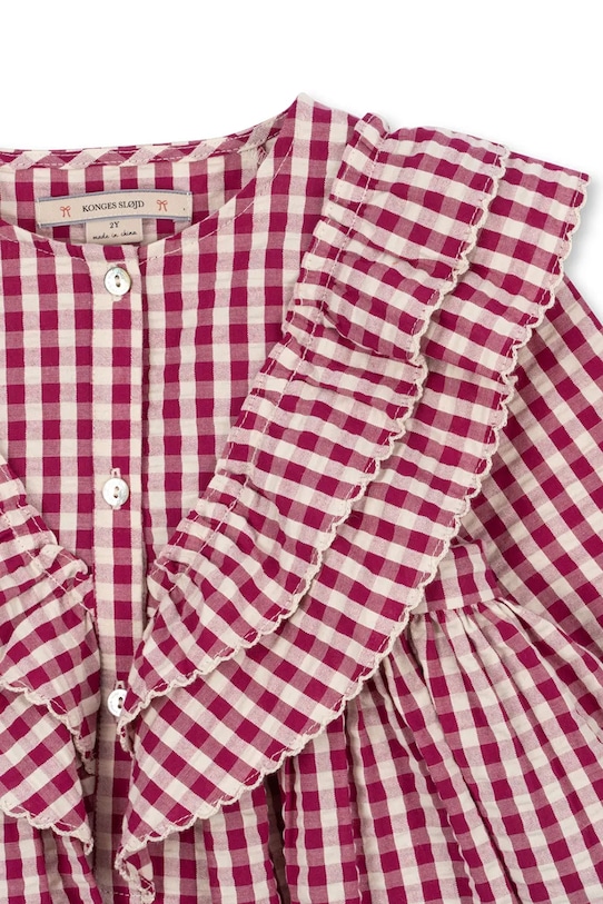 Dziewczynka Konges Sløjd sukienka bawełniana dziecięca KIM DRESS GOTS KS103840.9BYA czerwony