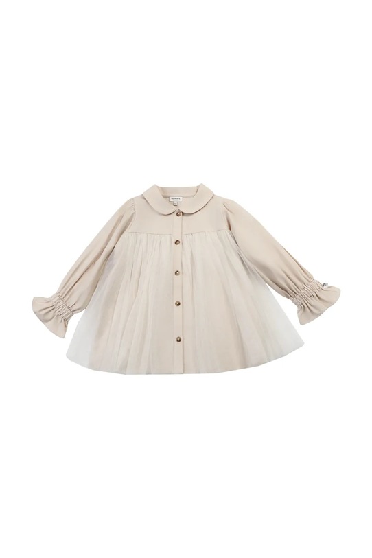 Donsje sukienka dziecięca z dodatkiem lnu Venne Blouse 4102400 beżowy AW25