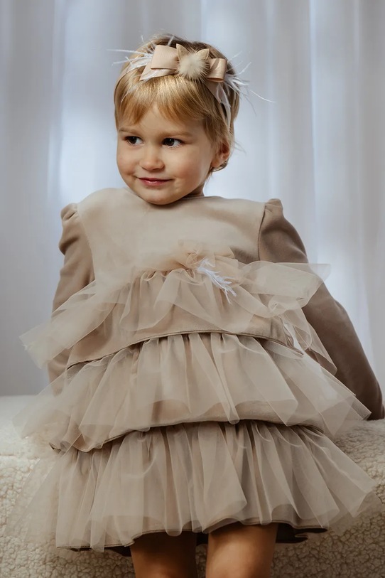 Dívčí šaty Jamiks ADEL mini béžová ADEL.Sukienka.JZI224.G