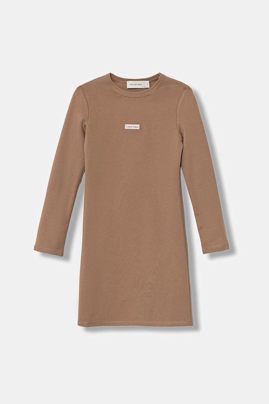 Calvin Klein Jeans sukienka dziecięca długi brązowy IG0IG03042.9BYA