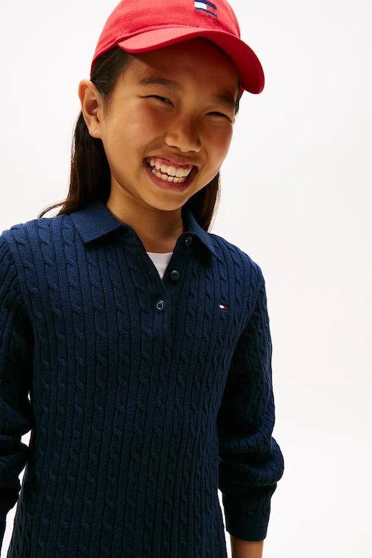 Dziewczynka Tommy Hilfiger sukienka bawełniana dziecięca KG0KG08789.9BYA granatowy