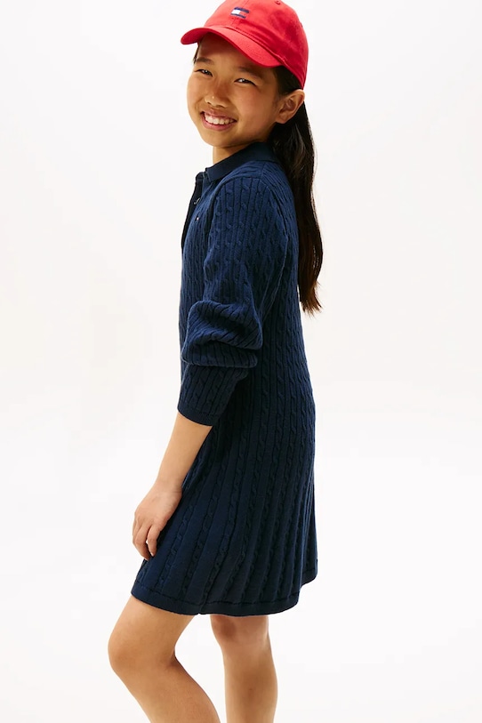 Tommy Hilfiger sukienka bawełniana dziecięca granatowy KG0KG08789.9BYA