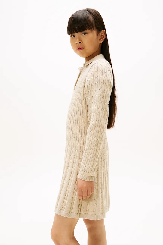 Tommy Hilfiger sukienka bawełniana dziecięca beżowy KG0KG08789.9BYA