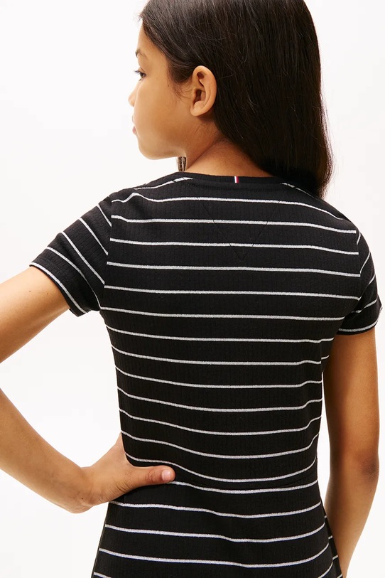 Dječja haljina s pamukom Tommy Hilfiger crna KG0KG08792.104.122.9BYA