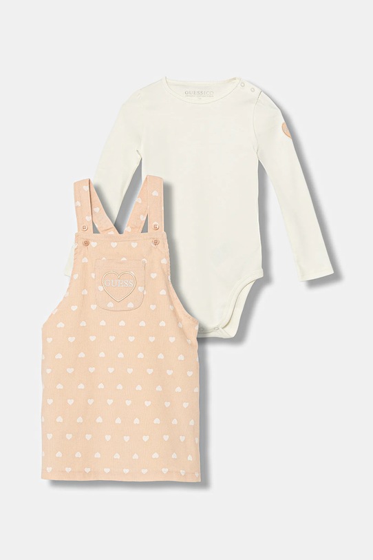 Guess komplet bawełniany niemowlęcy tkanina beżowy A5BG09.KA6W4.9BYA