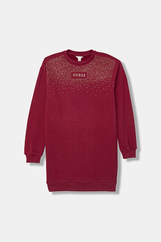 Guess sukienka bawełniana dziecięca midi bordowy J5BK07.KAV34.9BYA