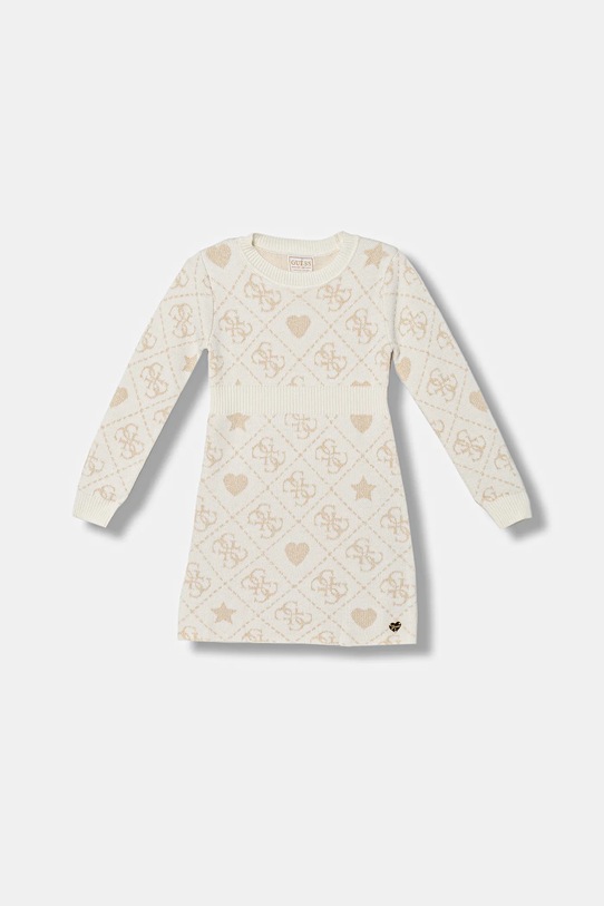 Guess sukienka z domieszką wełny dziecięca wzorzyste beżowy K5BK02.Z39N0.9BYA