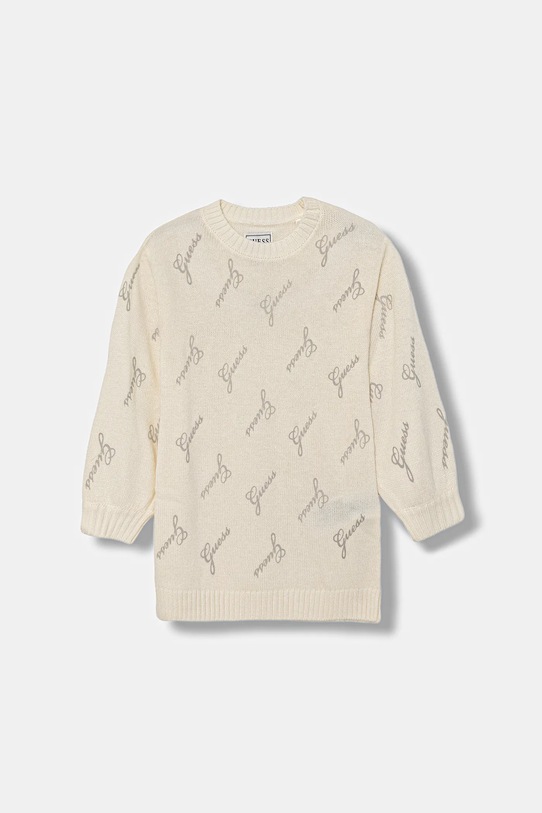 Detské šaty s prímesou vlny Guess potlač béžová K5BK15.Z0870.9BYA