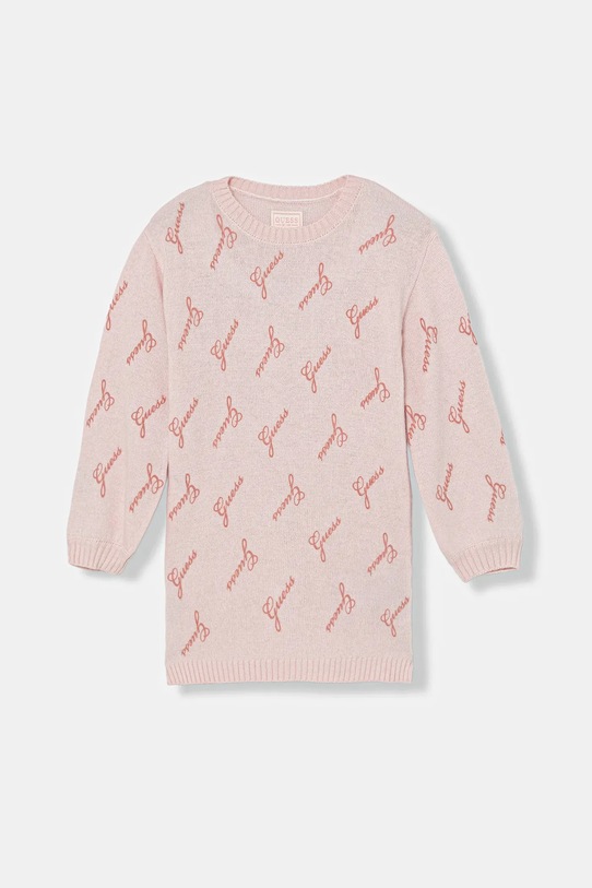 Guess sukienka dziecięca z dodatkiem wełny wzorzyste różowy K5BK15.Z0870.9BYA