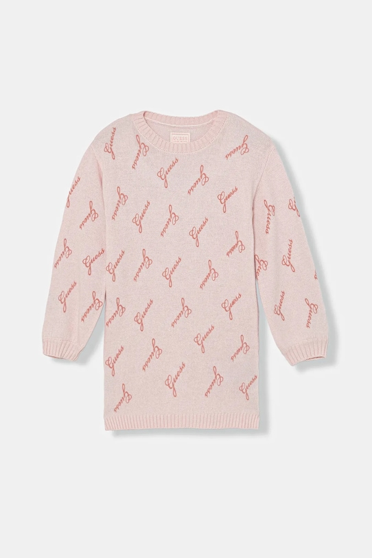 Guess sukienka dziecięca z dodatkiem wełny wzorzyste różowy K5BK15.Z0870.9BYA