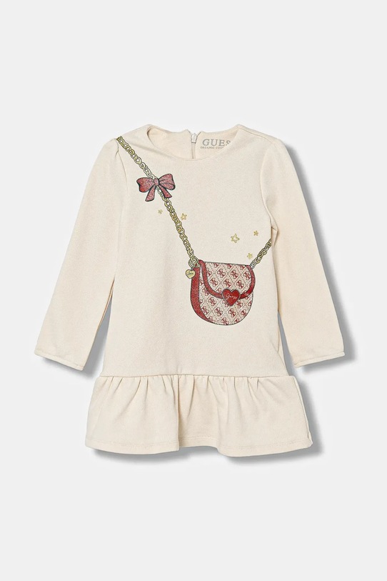 Guess sukienka bawełniana dziecięca nadruk beżowy K5BK21.KAD74.9BYA