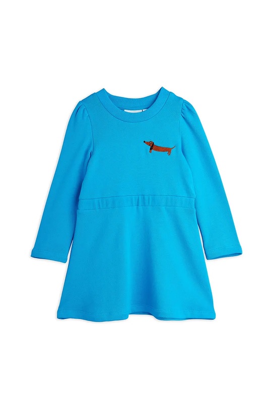 Mini Rodini sukienka bawełniana dziecięca Dog 11000314 niebieski AW25