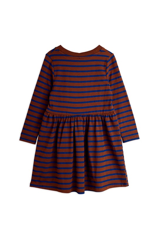 Dziewczynka Mini Rodini sukienka dziecięca z bawełną Stripe bird 25750122 brązowy