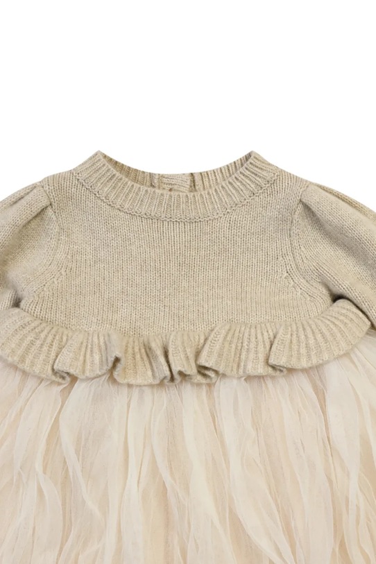 Donsje sukienka dziecięca z dodatkiem wełny Paulien Dress beżowy 4103200.98.140